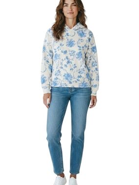 Abercrombie & Fitch Cream Hoodie with Light Blue Floral Print
